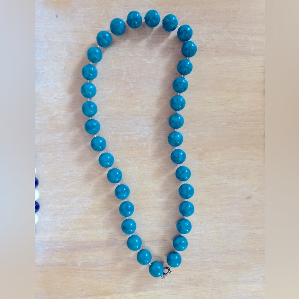 Vintage Teal Bead Necklace